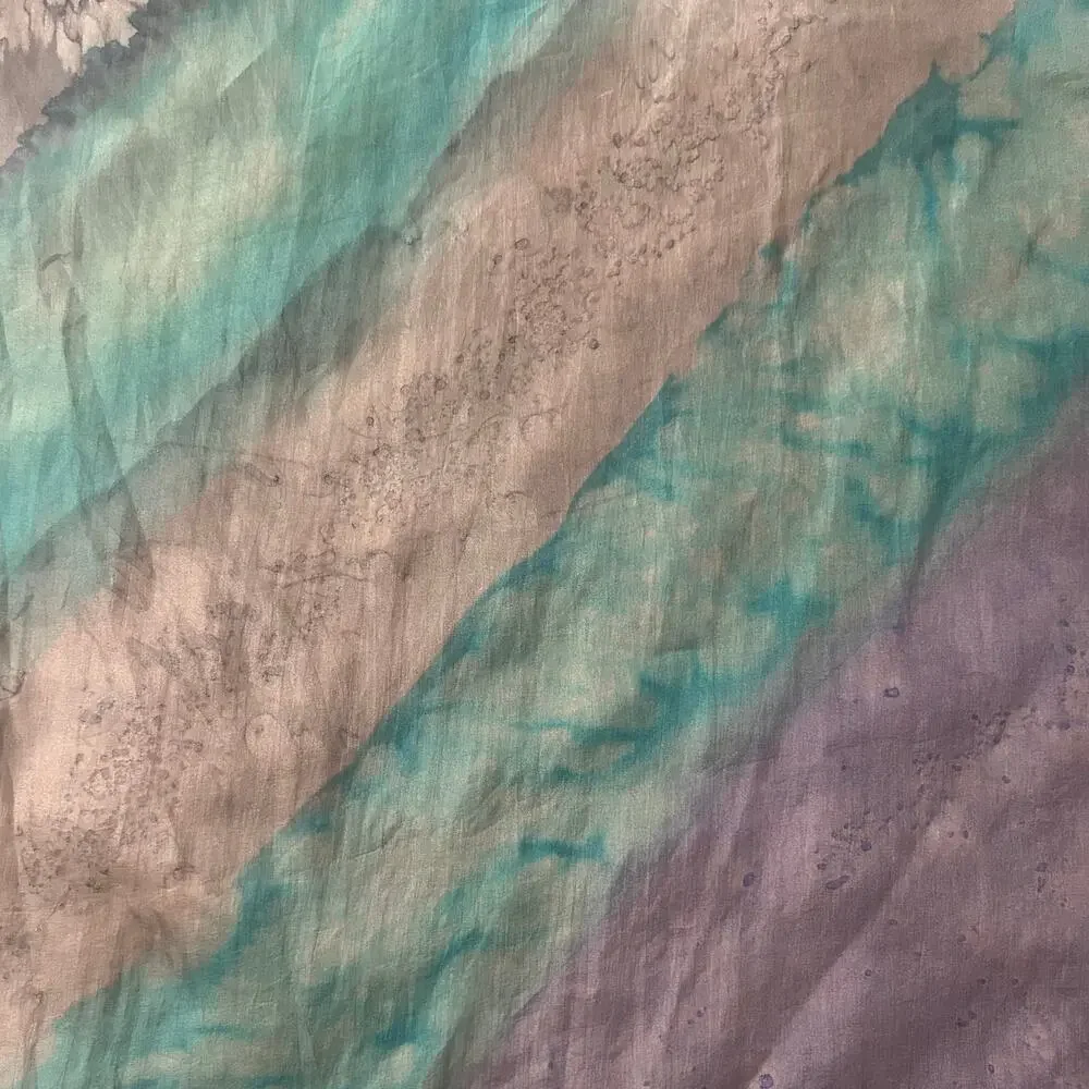 100% Silk Hand Rolled Square Scarf Green Taupe Abstract Watercolor 30x30